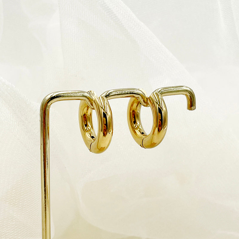 1 Pair Commute C Shape Polishing Enamel Plating Stainless Steel 18k Gold Plated Earrings