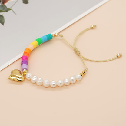 Simple Style Pentagram Fruit Shell Imitation Pearl Beaded Women's Bracelets