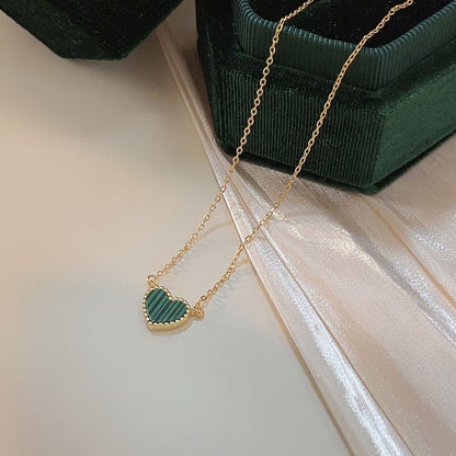 Sweet Heart Shape Sterling Silver Inlay Artificial Gemstones Pendant Necklace