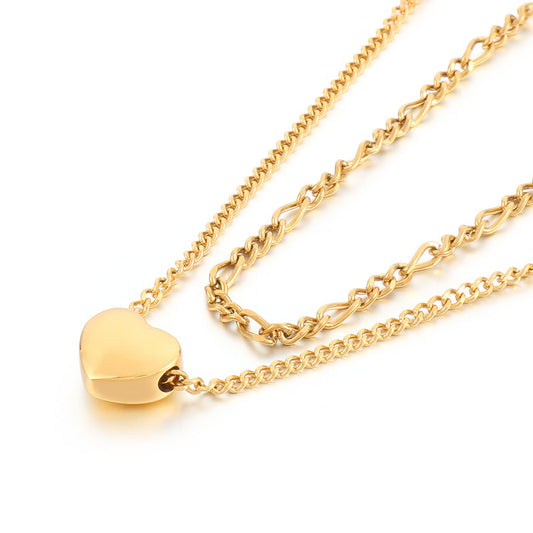 Sweet Heart Shape Titanium Steel Chain Necklace
