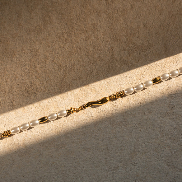 Simple Style Round Stainless Steel Beaded Titanium Steel 18k Gold Plated Bracelets