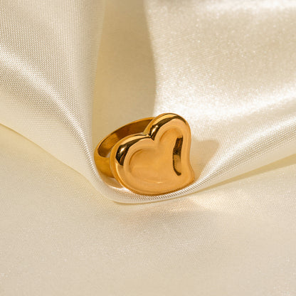 Simple Style Heart Shape Stainless Steel Plating 18k Gold Plated Rings
