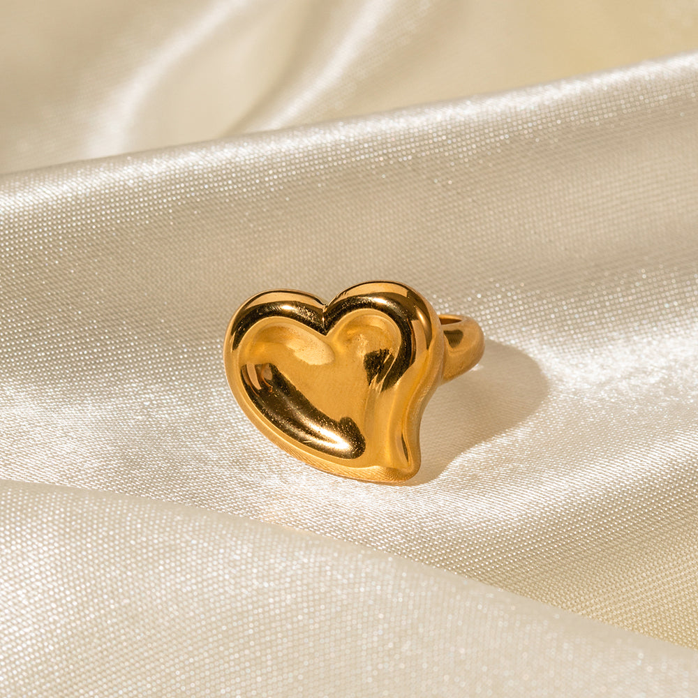 Simple Style Heart Shape Stainless Steel Plating 18k Gold Plated Rings