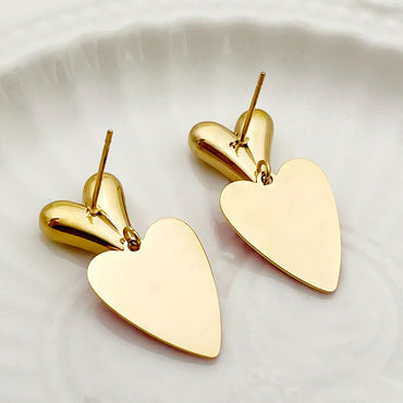 1 Pair Casual Elegant Sweet Heart Shape Enamel Plating Stainless Steel Gold Plated Ear Studs