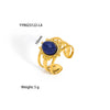Retro Solid Color Titanium Steel Plating Inlay Natural Stone Open Rings