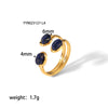 Retro Solid Color Titanium Steel Plating Inlay Natural Stone Open Rings