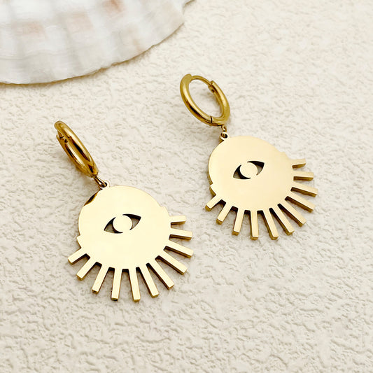 1 Pair Nordic Style Classical Eye Enamel Plating Stainless Steel Gold Plated Drop Earrings