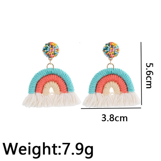 1 Pair Vacation Rainbow Alloy Cotton Drop Earrings