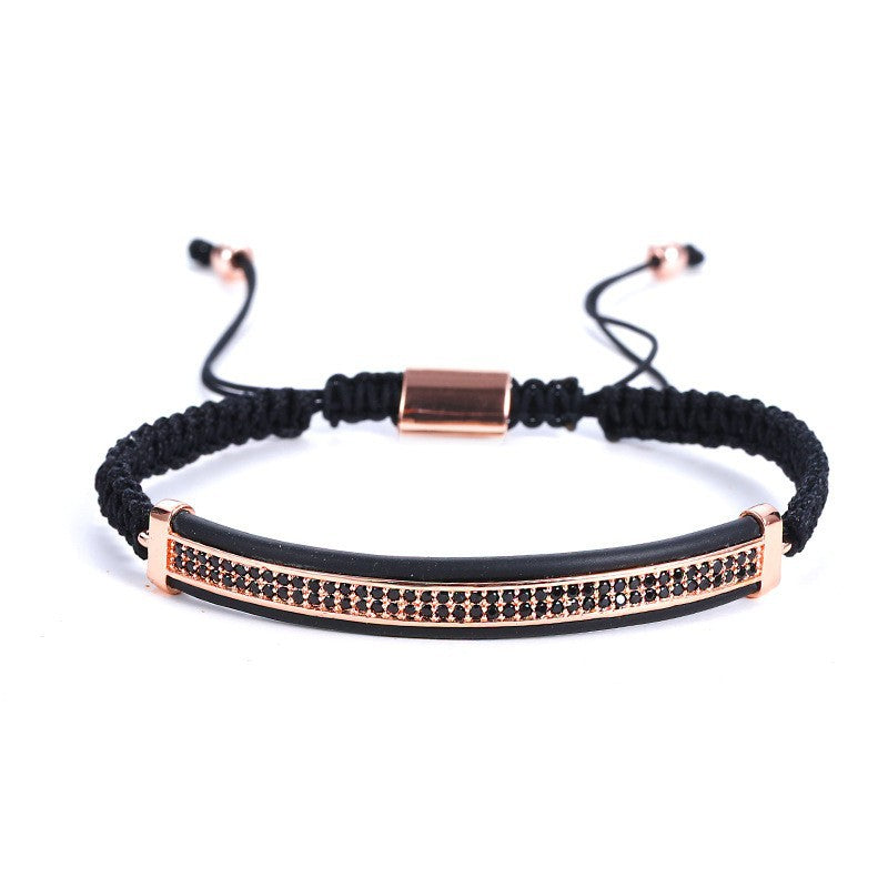 New Hot-selling 6mm Frosted Stone Crown Three-cut Round Leather Strap Beaded Copper Bracelet For Women