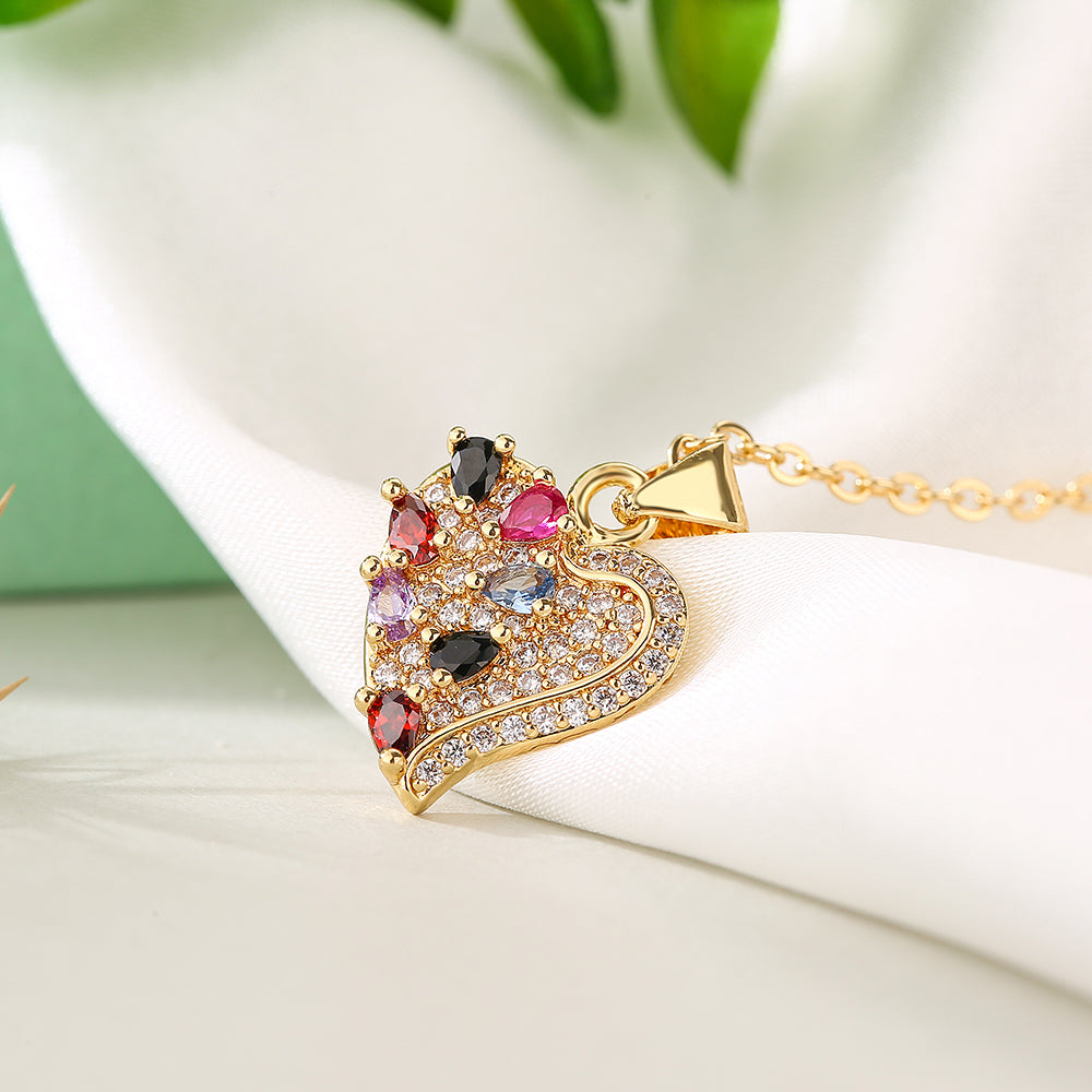 Simple Style Commute Heart Shape Copper 18k Gold Plated Zircon Pendant Necklace In Bulk