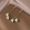 1 Pair Sweet Heart Shape Rose Flower Inlay Imitation Pearl Alloy Rhinestones Earrings