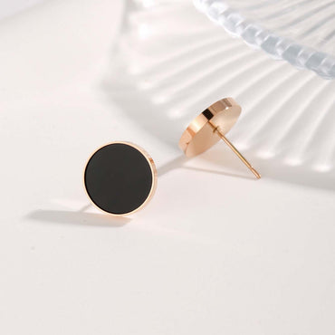1 Pair Commute Circle Eye Plating Stainless Steel Resin Rose Gold Plated Ear Studs