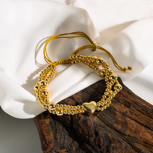 Elegant Classic Style Heart Shape Copper 18k Gold Plated Bracelets In Bulk