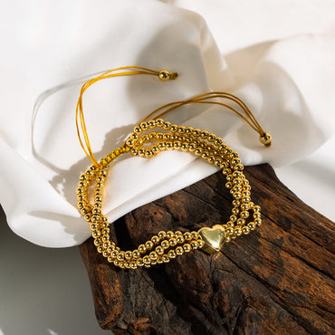 Elegant Classic Style Heart Shape Copper 18k Gold Plated Bracelets In Bulk