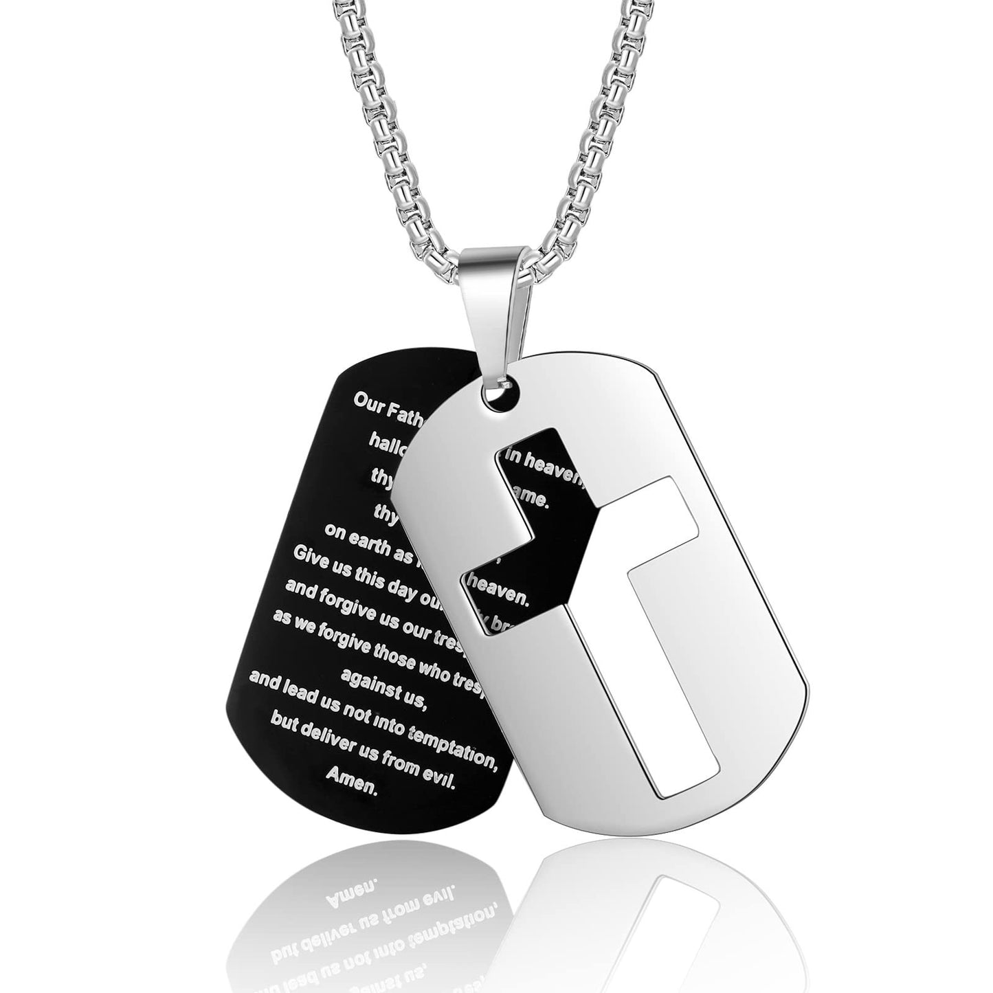 Ig Style Cool Style Cross Letter Stainless Steel Plating Hollow Out Men's Pendant Necklace Long Necklace