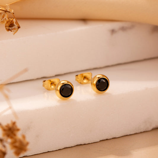 1 Pair Casual Cute Simple Style Solid Color Plating Inlay Stainless Steel Titanium Steel Zircon Gold Plated Ear Studs