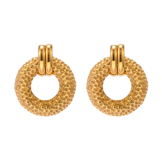 1 Pair Vintage Style Round Plating Stainless Steel 18k Gold Plated Earrings