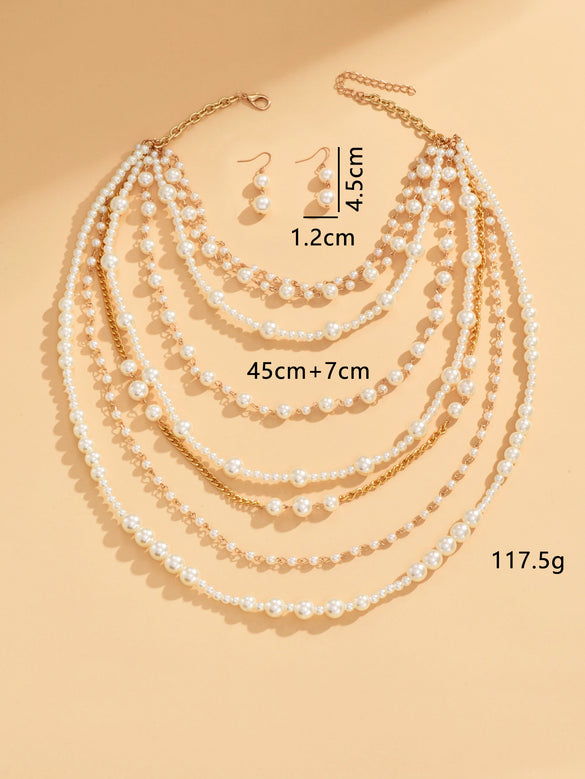 Simple Style Round Alloy Plastic Wholesale Layered Necklaces