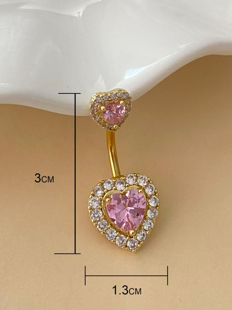 Classic Style Shiny Heart Shape Stainless Steel Titanium Copper Plating Inlay Zircon White Gold Plated Gold Plated Silver Plated Belly Ring