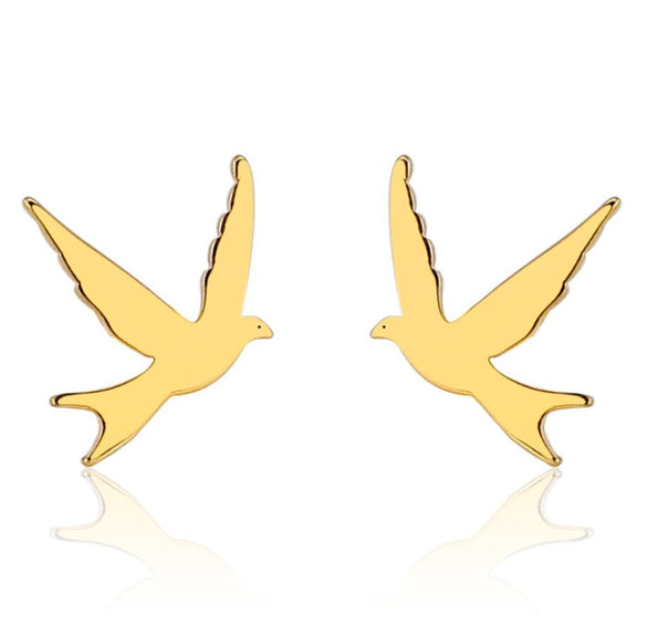 1 Pair Retro Simple Style Animal Bird Polishing Plating 304 Stainless Steel 18K Gold Plated Ear Studs