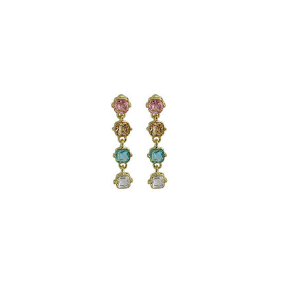 1 Pair Vintage Style Simple Style Square Irregular Plating Inlay Alloy Rhinestones Gold Plated Drop Earrings