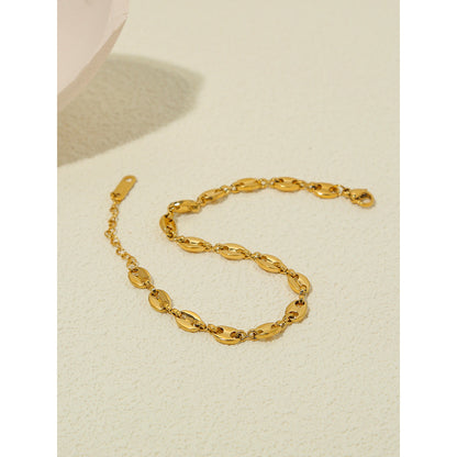 Simple Style Waves Heart Shape Titanium Steel Plating Gold Plated Bracelets