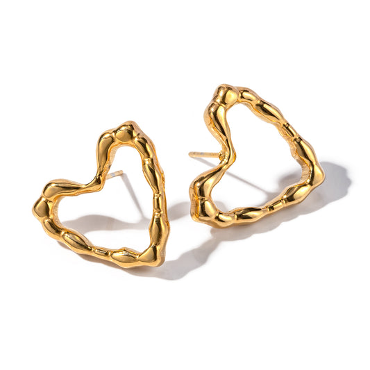 1 Pair Commute Heart Shape Plating Stainless Steel 18k Gold Plated Ear Studs