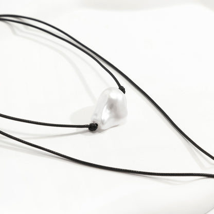 Simple Style Classic Style Commute Geometric Imitation Pearl Leather Wax Line Wholesale Necklace