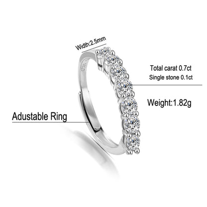 Simple Style Solid Color Sterling Silver Inlay Moissanite White Gold Plated Open Rings
