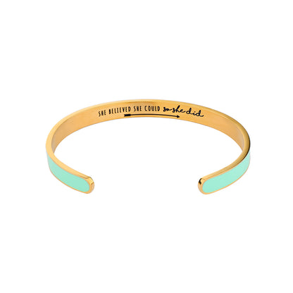 Casual Classic Style Geometric Stainless Steel Epoxy Plating Gold Plated Bangle