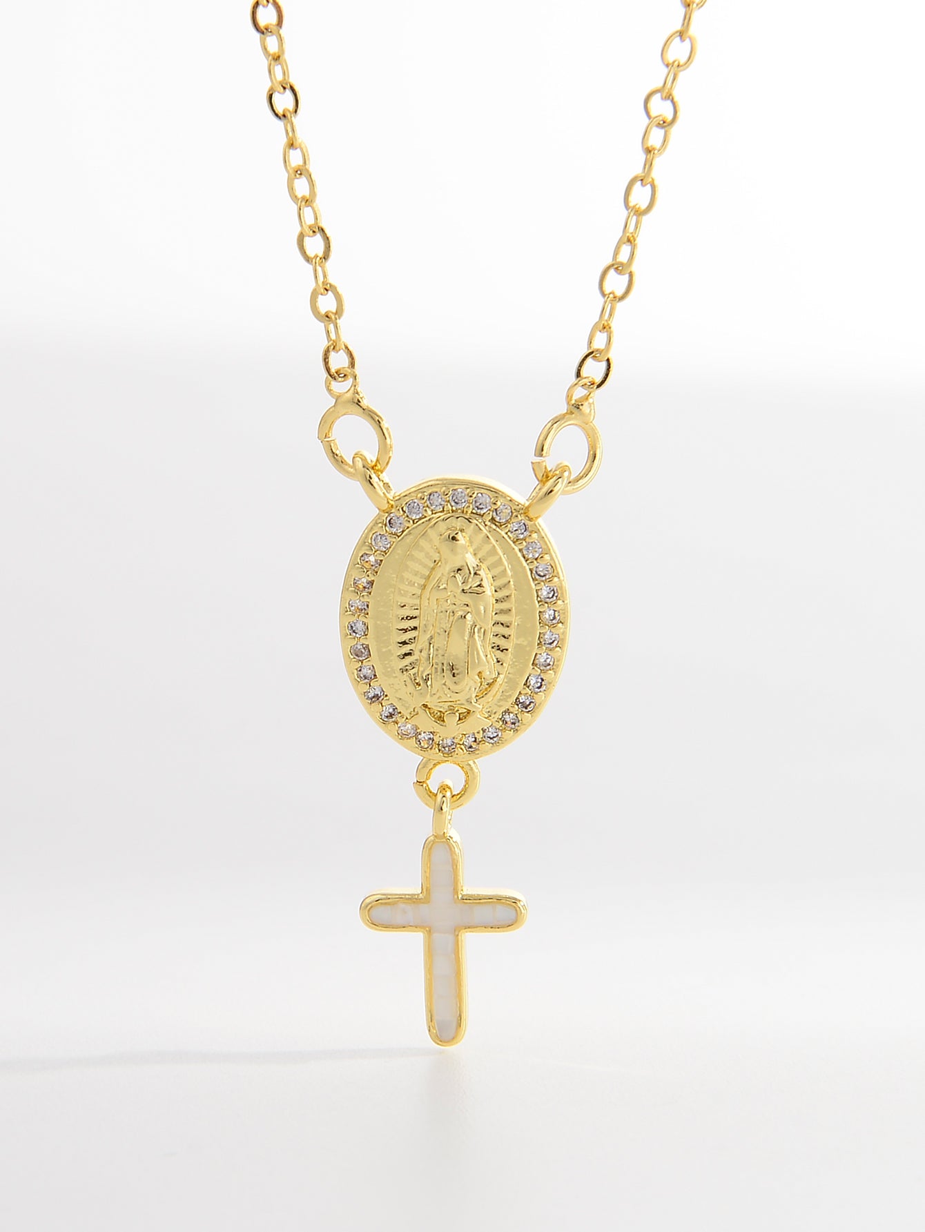 Elegant Streetwear Cross Copper 18k Gold Plated Zircon Pendant Necklace In Bulk