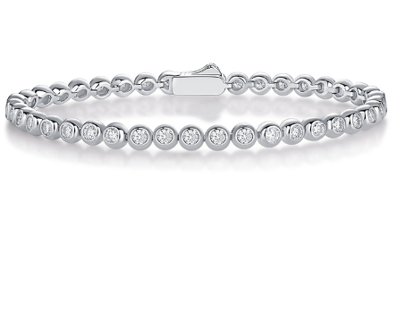 Lady Solid Color Sterling Silver Inlay Moissanite Tennis Bracelet
