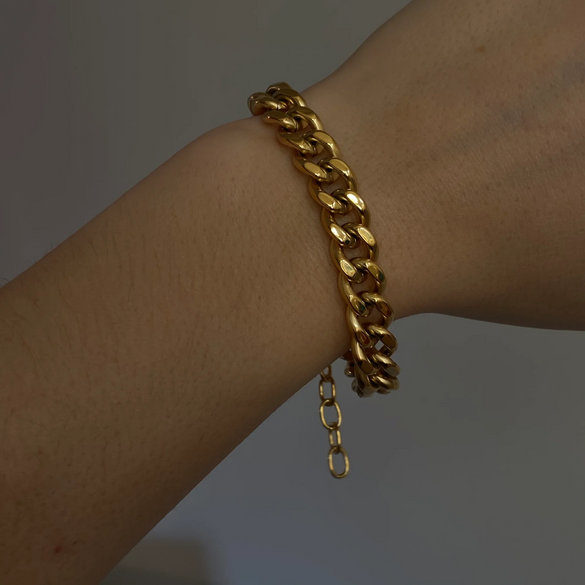 Wholesale Hip-hop Basic Classic Style Solid Color Stainless Steel Buckle Chain 18k Gold Plated Bracelets Necklace