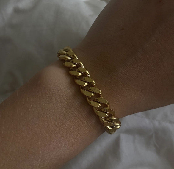 Wholesale Hip-hop Basic Classic Style Solid Color Stainless Steel Buckle Chain 18k Gold Plated Bracelets Necklace