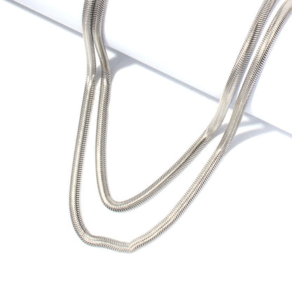 Basic Simple Style Solid Color Aluminum Women's Double Layer Necklaces