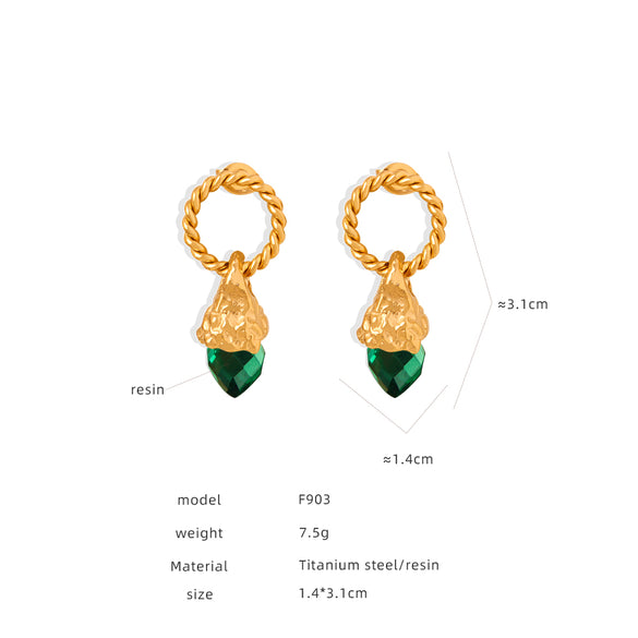 1 Pair Elegant Retro Baroque Style Geometric Plating Inlay Imitation Pearl Titanium Steel Artificial Gemstones Artificial Pearls 18k Gold Plated Earrings