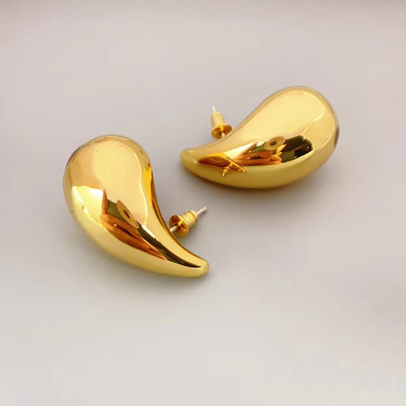 1 Pair Simple Style Water Droplets Plating Metal 18k Gold Plated Ear Studs
