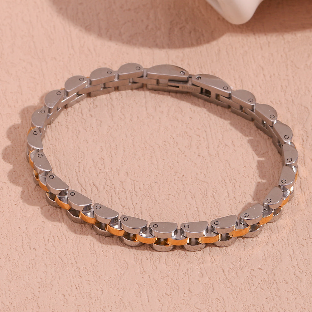 Basic Simple Style Classic Style Solid Color Stainless Steel Plating 18k Gold Plated Bracelets