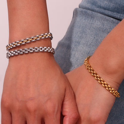 Basic Simple Style Classic Style Solid Color Stainless Steel Plating 18k Gold Plated Bracelets