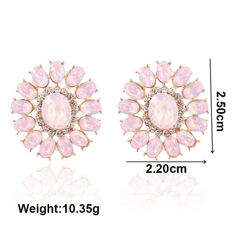 1 Pair Ig Style Simple Style Flower Plating Inlay Alloy Zircon Gold Plated Ear Studs