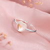 Lady Sweet Heart Shape Sterling Silver Plating Inlay Moonstone Open Rings