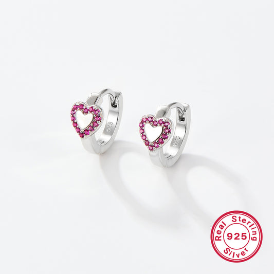 1 Pair Luxurious Heart Shape Plating Inlay Sterling Silver Zircon White Gold Plated Ear Studs