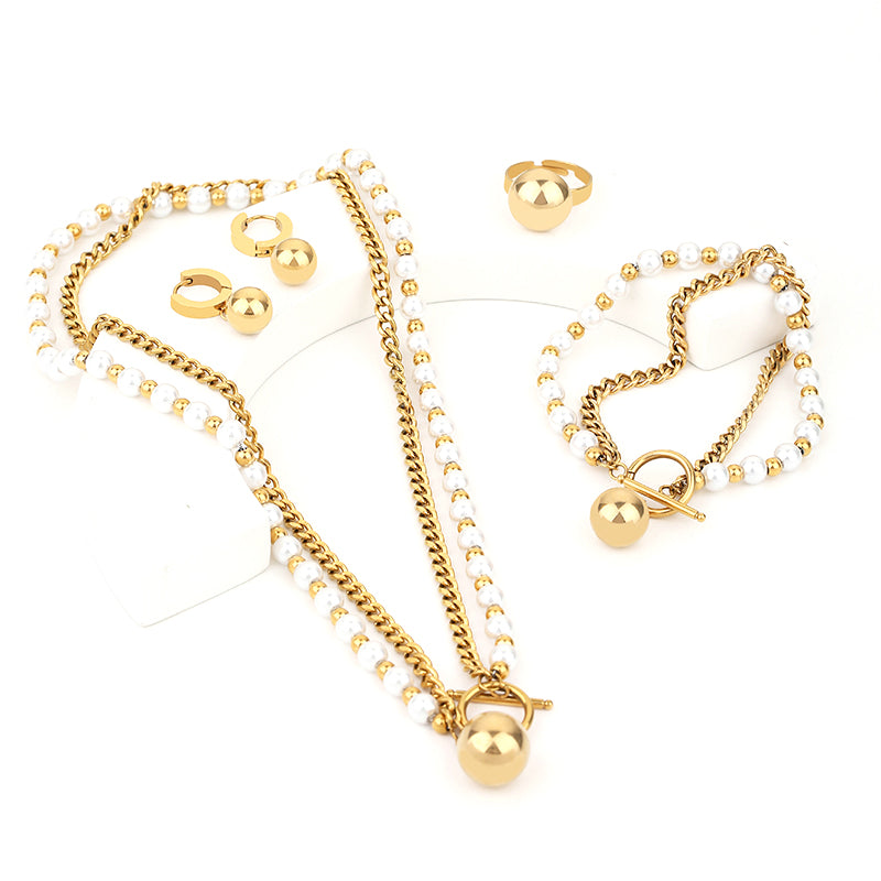 Wholesale Retro Roman Style Heart Shape Titanium Steel Rings Earrings Necklace