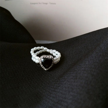 Simple Style Heart Shape Rhinestones Artificial Pearl Wholesale Rings