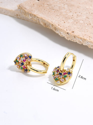 1 Pair Luxurious Simple Style Heart Shape Plating Inlay Copper Zircon Gold Plated Earrings