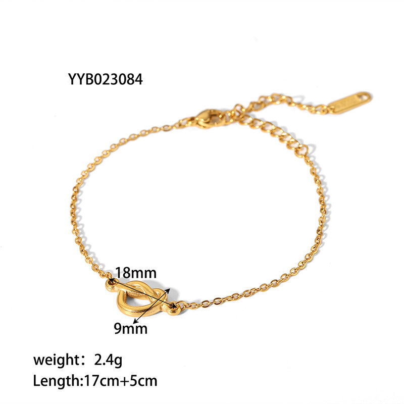 Wholesale Simple Style Heart Shape Stainless Steel Titanium Steel Bracelets Necklace