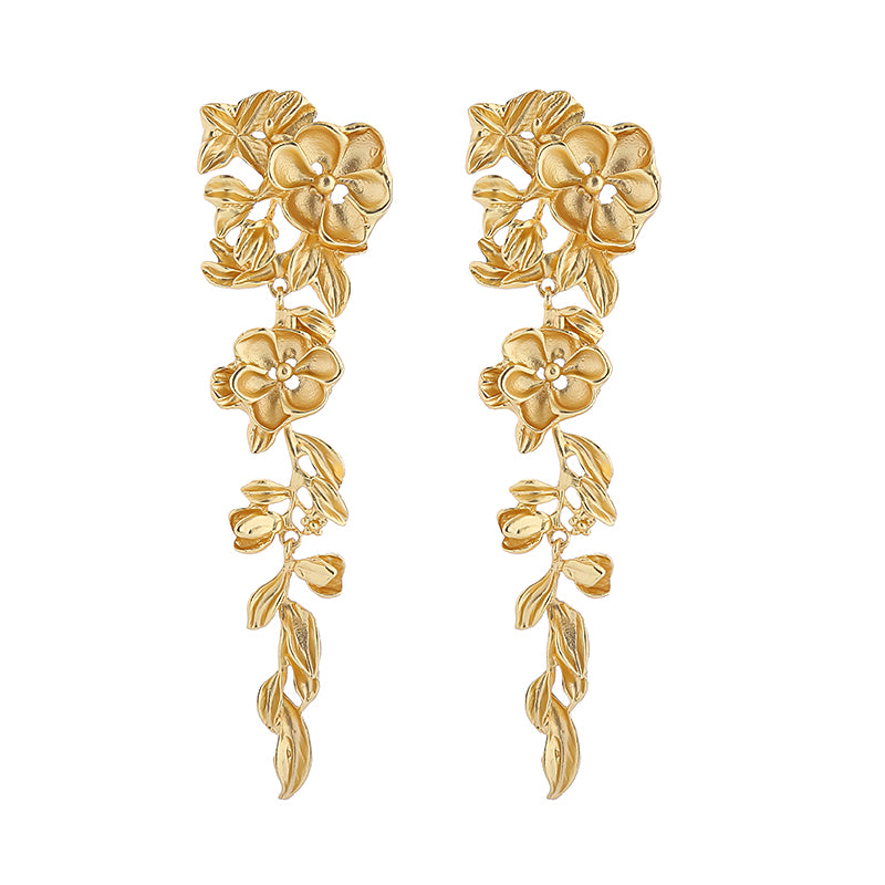 1 Pair Casual Flower Plating Alloy Gold Plated Drop Earrings