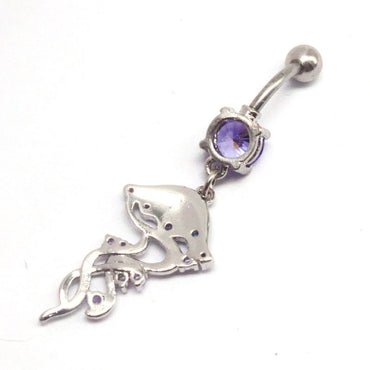 Cute Tropical Jellyfish Stainless Steel Copper Epoxy Inlay Rhinestones Zircon White Gold Plated Belly Ring