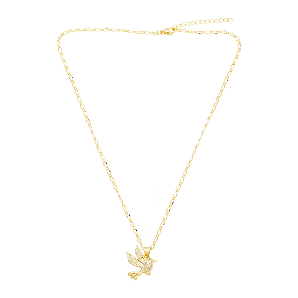 Fashion Simple Style Bird Copper 18k Gold Plated Zircon Necklace In Bulk
