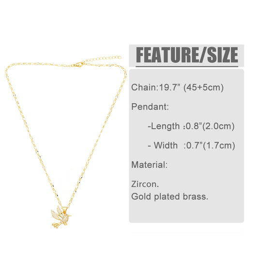 Fashion Simple Style Bird Copper 18k Gold Plated Zircon Necklace In Bulk